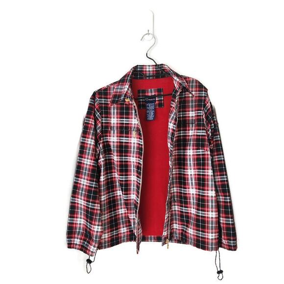 Catalina Women's Red Black Plaid Windbreaker Small - Picture 1 of 7